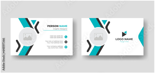 simple creative and professional print ready horizontal business card layout design. photo