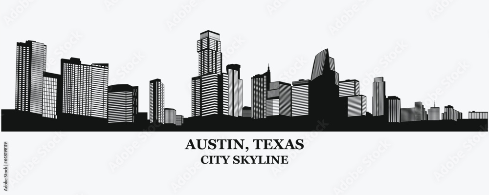 Austin Texas City Skyline Silhouette