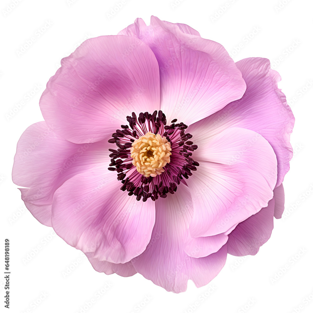 Fototapeta premium Purple flower Anemone isolated transparent PNG.