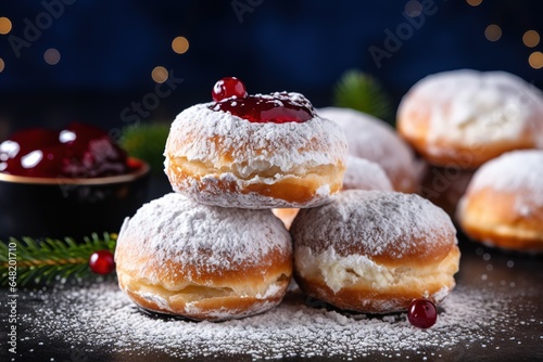 The symbol of the Jewish culinary holiday Hanukkah is donuts with cream