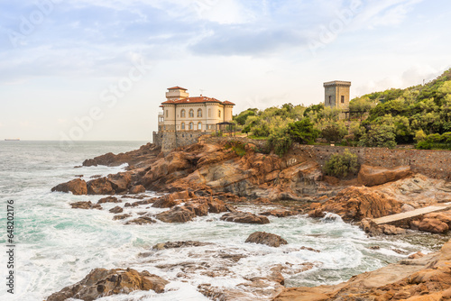 Obraz na płótnie Livorno, Italy - Boccale Castle, seascape sunset