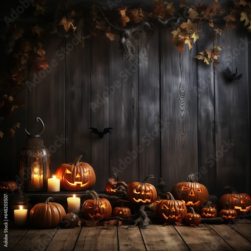 Halloween background with pumpkins. 3D rendering. Halloween concept.