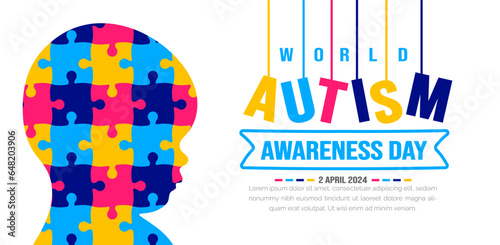 World autism awareness day background template use to banner, card, greeting card, poster, book cover, placard, photo frame, social media post banner template. celebrated in 2 April.