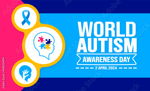 World autism awareness day background template use to banner, card, greeting card, poster, book cover, placard, photo frame, social media post banner template. celebrated in 2 April.