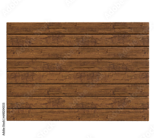 Wooden wall in realistic in on transparent background in 3d render 