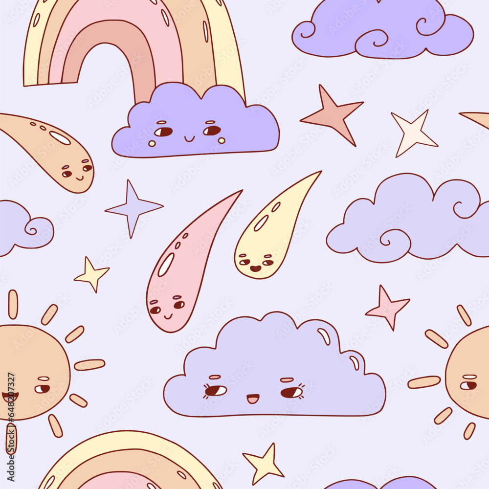 Sky elements seamless pattern