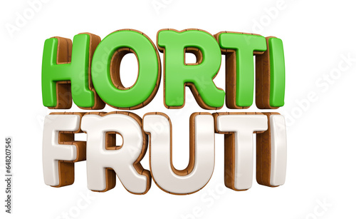 Name hortifruti brazilian portuguese in on transparent background in 3d render  photo