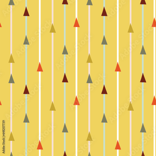 Geometric simple mid century seamless pattern with abstract shapes