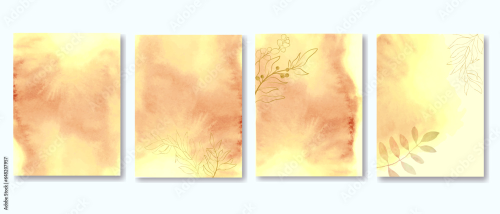 Watercolor abstract template background set. Hand drawn illustration. Vector EPS.