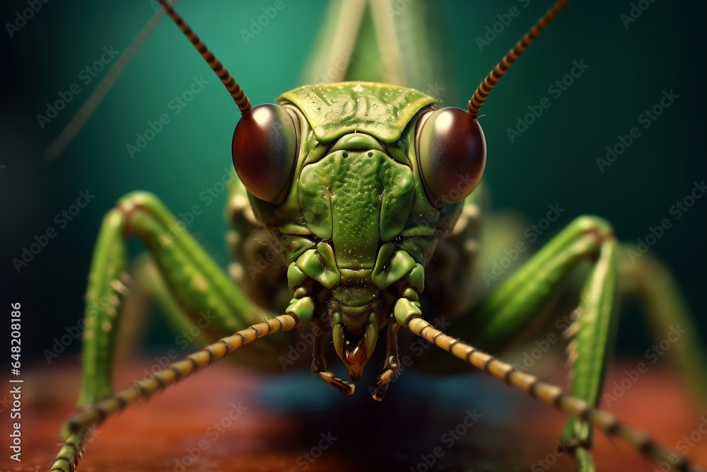 Grasshopper with blur background on stone Grasshopper with blur background on stone