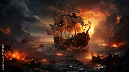 Pirates of the Caribbean: Kim Keever-Style HD Wallpaper with a Splash of Brian Mashburn