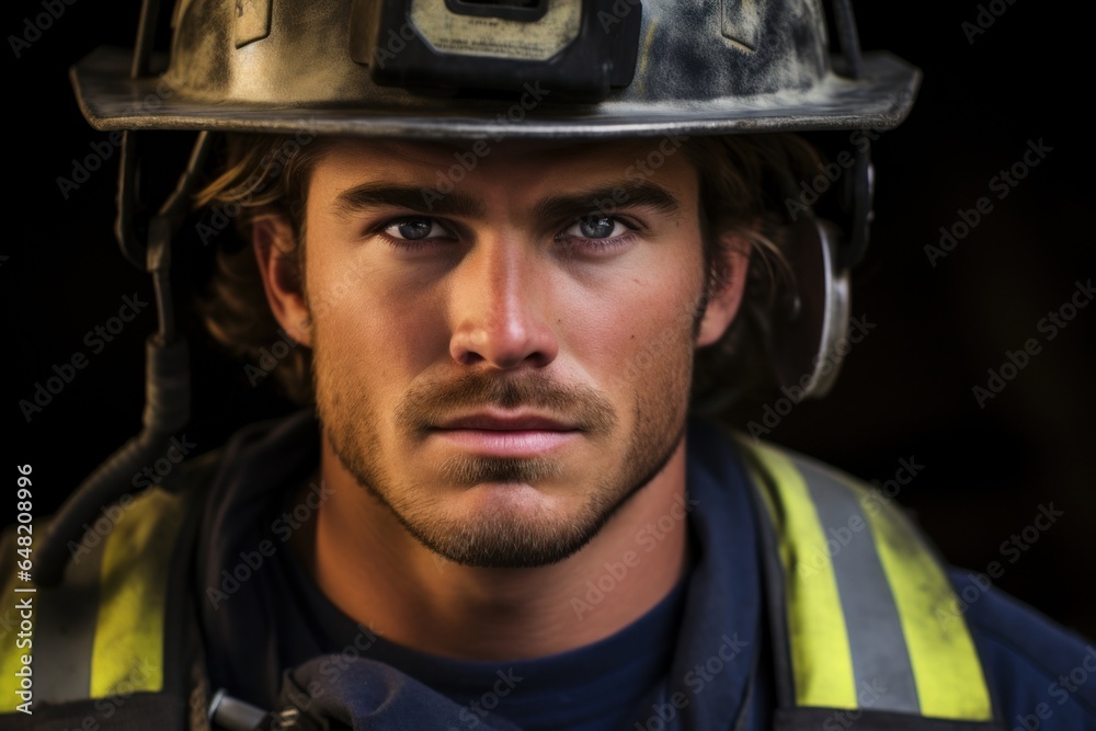 Handsome Athletic American Caucasian Firefighter Portrait
