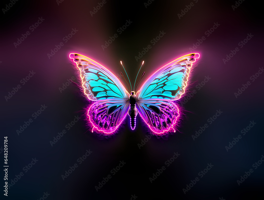 Naklejka premium Świecący neonowy motyl tło
