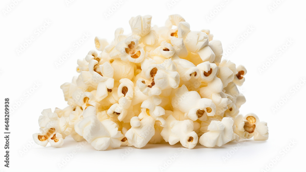 Popcorn on a white background. Delicious snacks.
