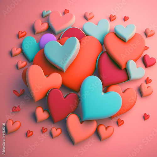 Heart-shaped confetti, pastel colors, soft tone style, realistic, detailed