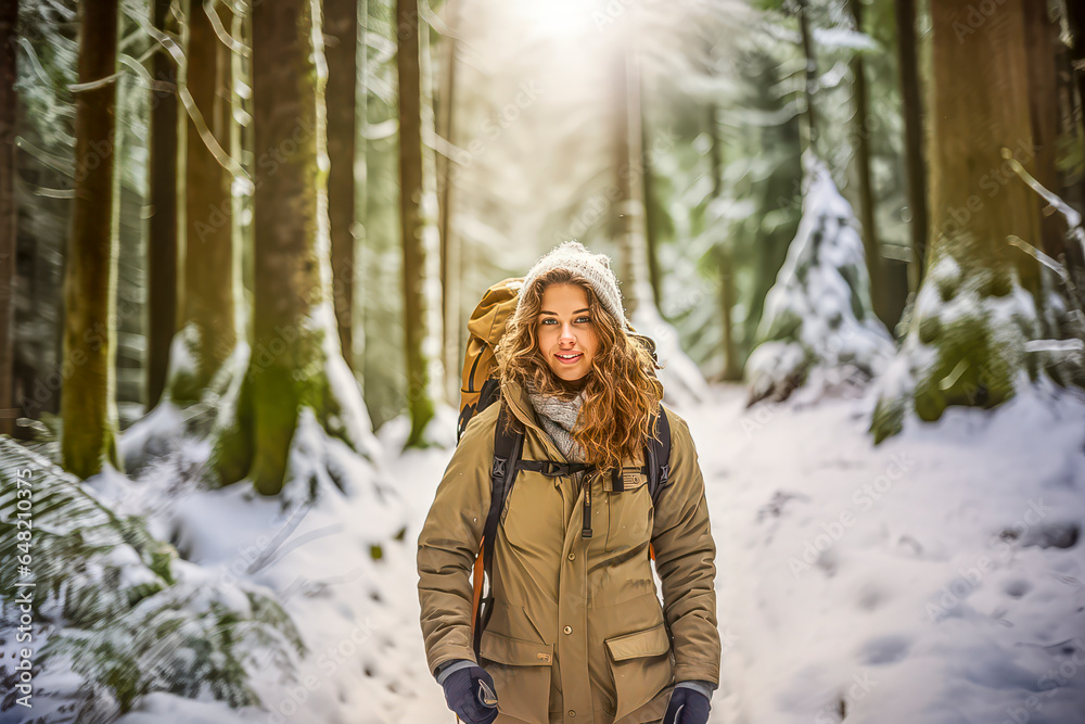 Model in the snow - Snowy hike Model in the snow - Snowy hike