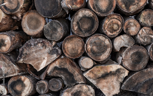 Outdoor stack of wood. Firewood Storage Shed