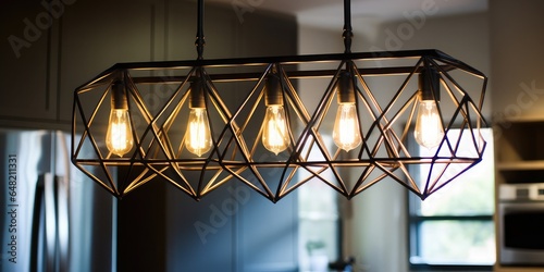 The Geometric Cage Pendant Light for Kitchen Island.