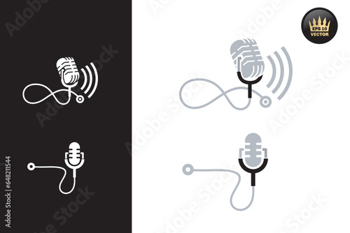medical podcast logo vector template