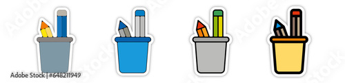 picto logo icones et symbole trace couleur crayon stylo et pot bureau travail relief