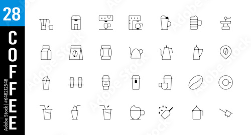 Icones et pictogrammes machine a café, grains et torréfaction