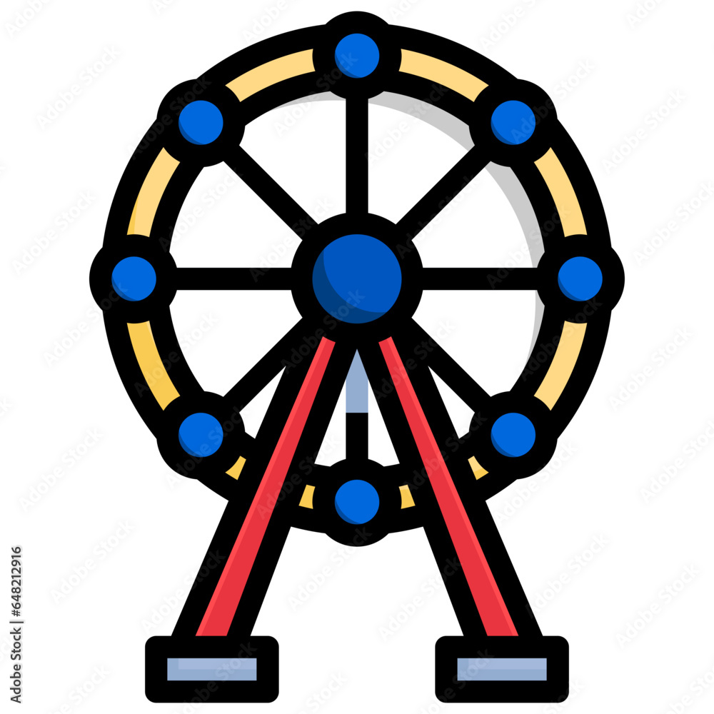 FERRIS WHEEL filled outline icon,linear,outline,graphic,illustration