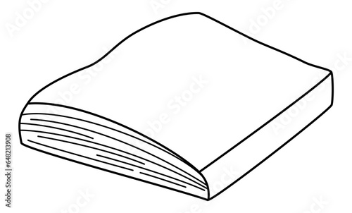 Book - Slim Softcover Homework and Children's Novel Black Line Drawing Vector for School and Homeschooling
