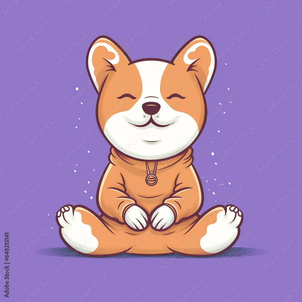 Fototapeta premium yoga pet meditating, cute illustration
