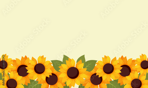 Hand Drawn Natural Sunflower Border Frame Vector