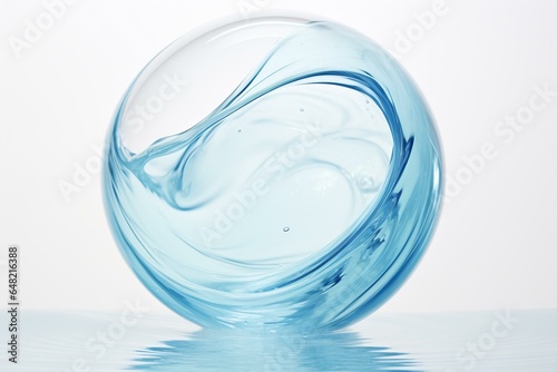Abstract sphere of water floating on white background. Generative AI
