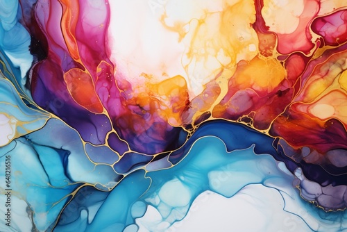 Abstract fluid art painting with alcohol ink