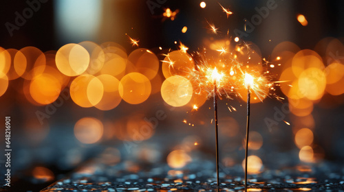 Burning phulzadi or fire crackers on diwali night. photo