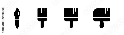 Paintbrush icon in glyph. Paint brush icons set. Black paintbrush sign. Stock vector illustration
