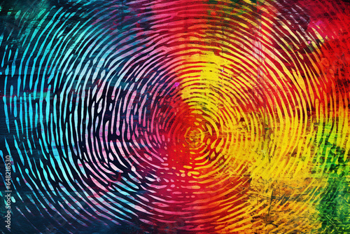 Fingerprint is depicted on colorful background