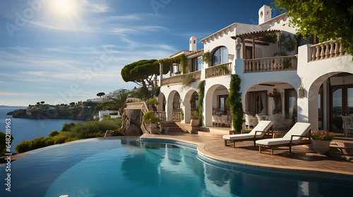 Mediterranean Summer Getaway: White Hillside Villa with Pool and Breathtaking Sea Views