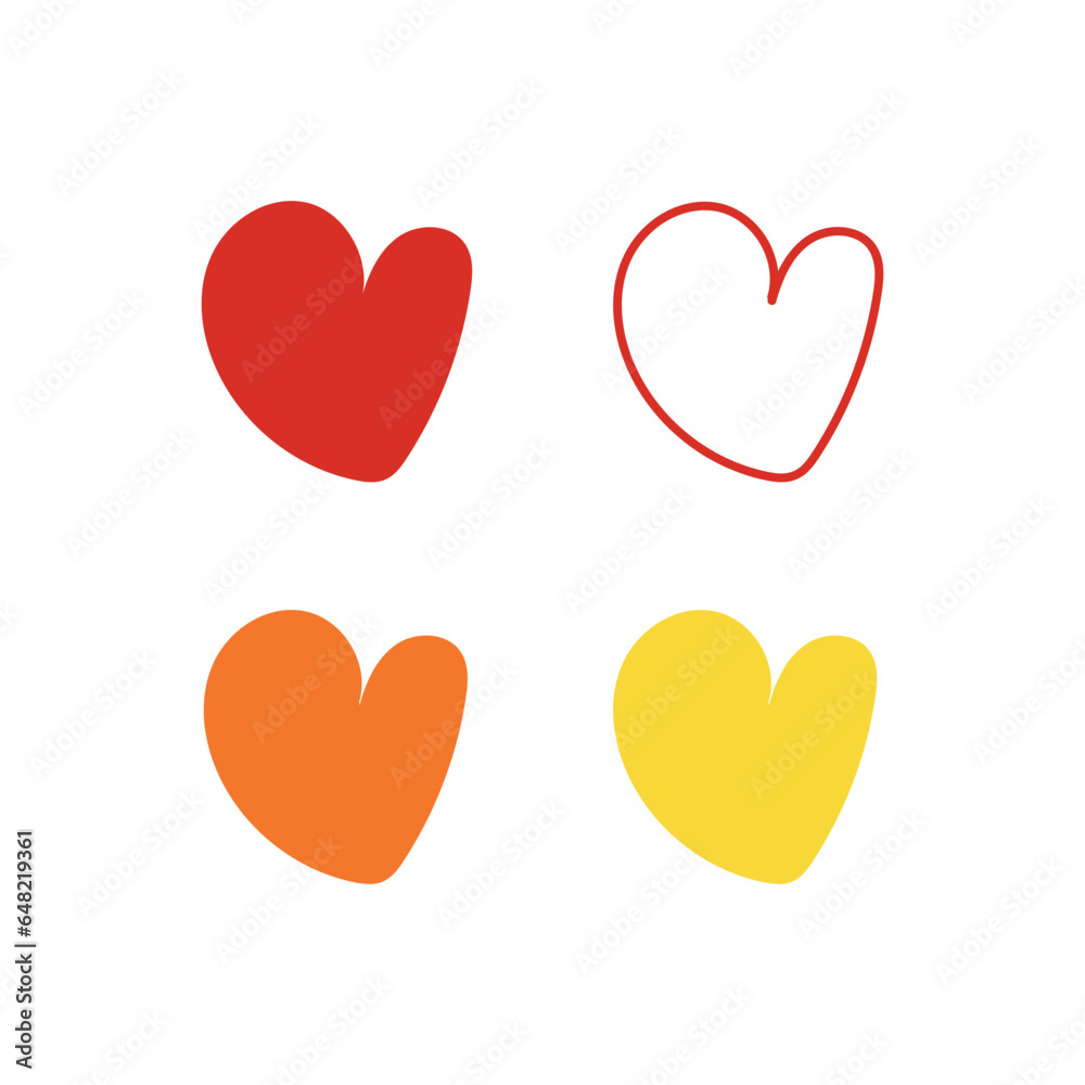 Abstract esoteric figures, heart shapes. Trendy minimalist basic shapes modern set of vector graphic design elements