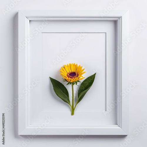 Flower in a white frame against a white background