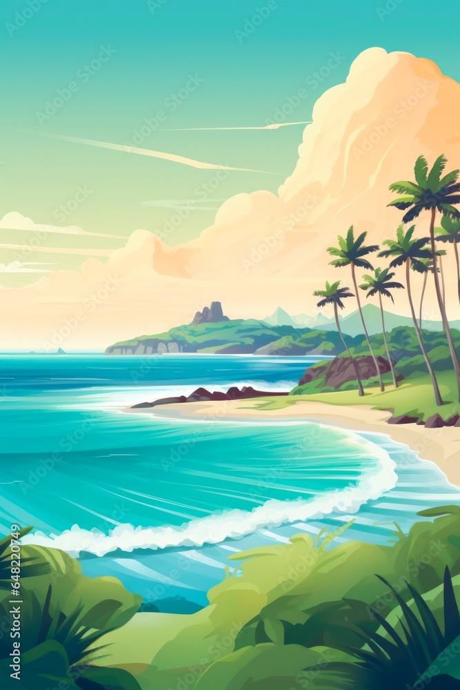 Fototapeta premium Retro Hawaii travel poster