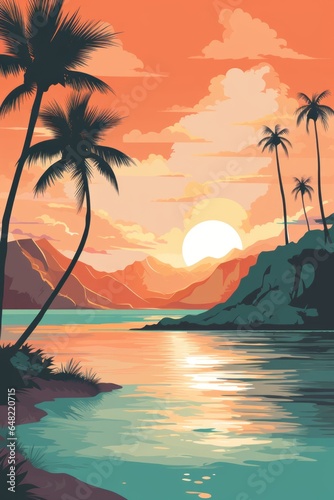 Retro Hawaii travel poster