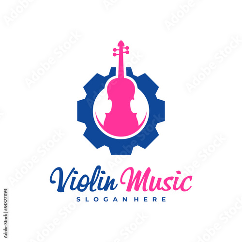 Violin Gear logo design Template. Creative Violin logo vector illustration.