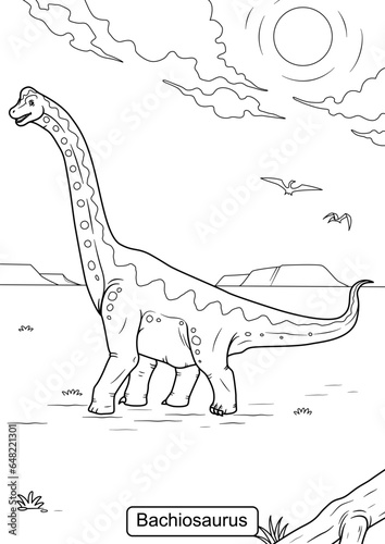 Brachiosaurus Dinosaur line art for coloring page vector illustration