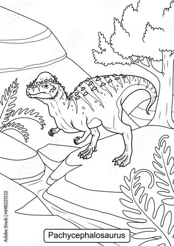 Phachycepharosaurus Dinosaur line art for coloring page vector illustration