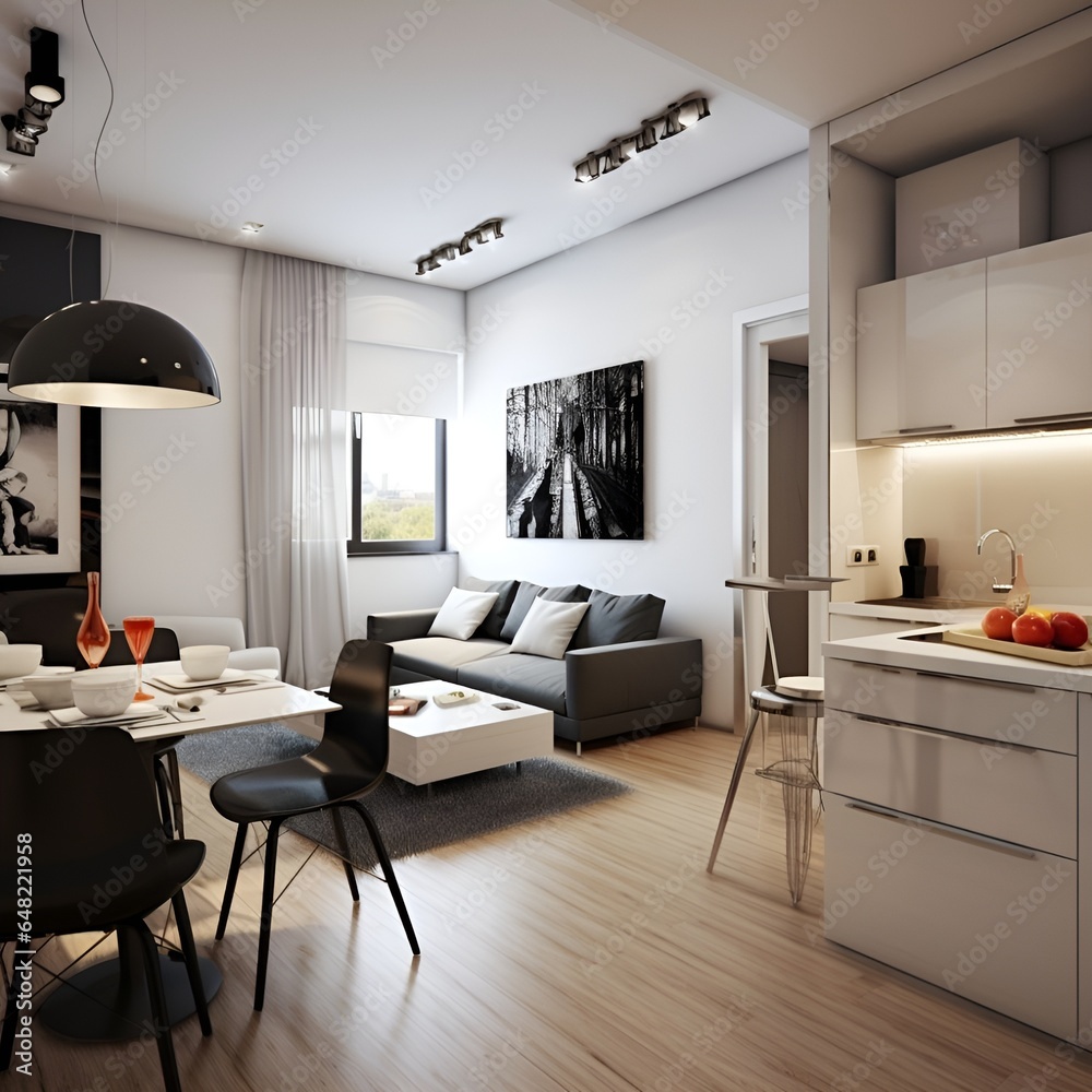 Fototapeta premium Modern small apartment interior design