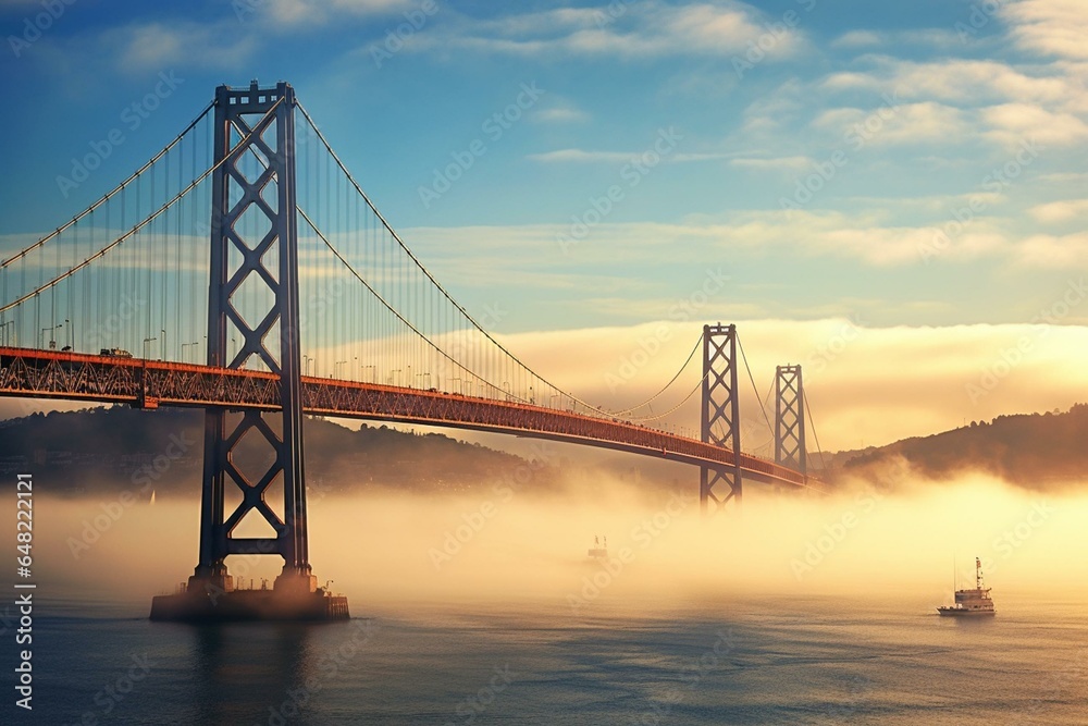Bridge spanning San Francisco Bay. Generative AI