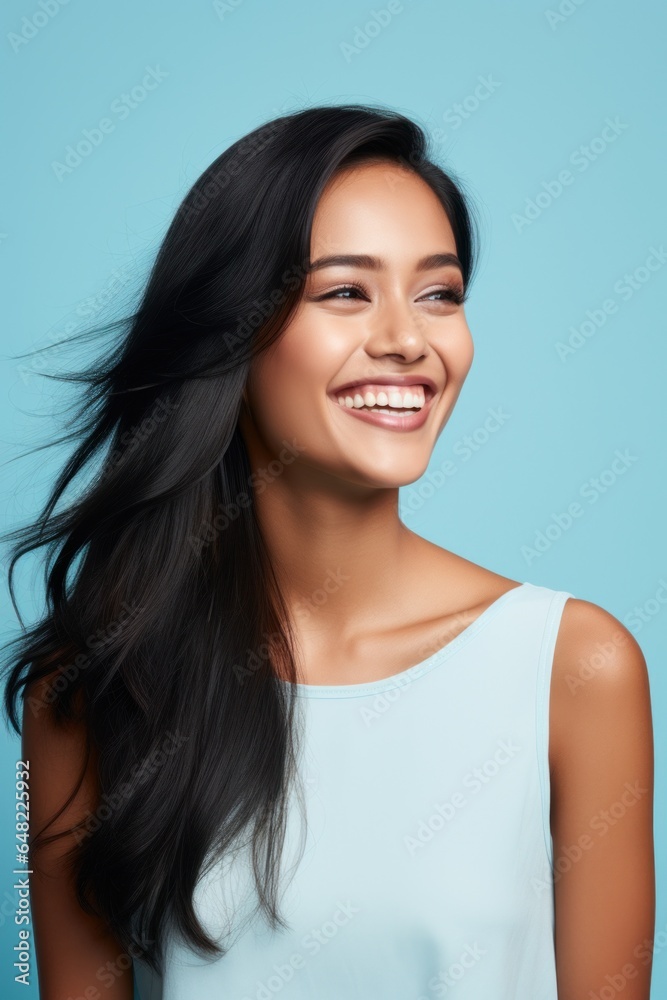 Portrait of Young Asian Indian Model Woman Smiling, Clean Teeth - Dental Ad Portrait of Young Asian Indian Model Woman Smiling, Clean Teeth - Dental Ad