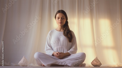 Pregnant Woman's Serenity: Lotus Yoga and Meditation 