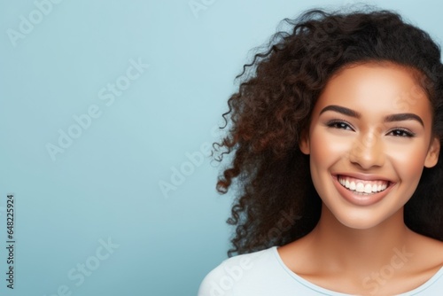Closeup Portrait  Young Asian Indian Woman with Clean Teeth 