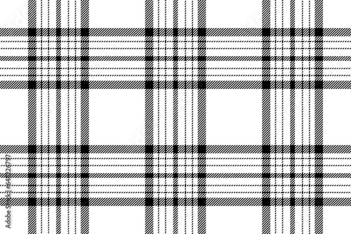 Plaid background, check seamless pattern in black white. Vector fabric texture for textile print, wrapping paper, gift card or wallpaper.