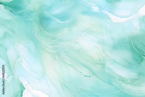 Pastel mint liquid marble watercolor background.