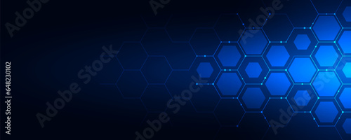 Abstract technology background and design element with hexagons pattern and geometric shapes